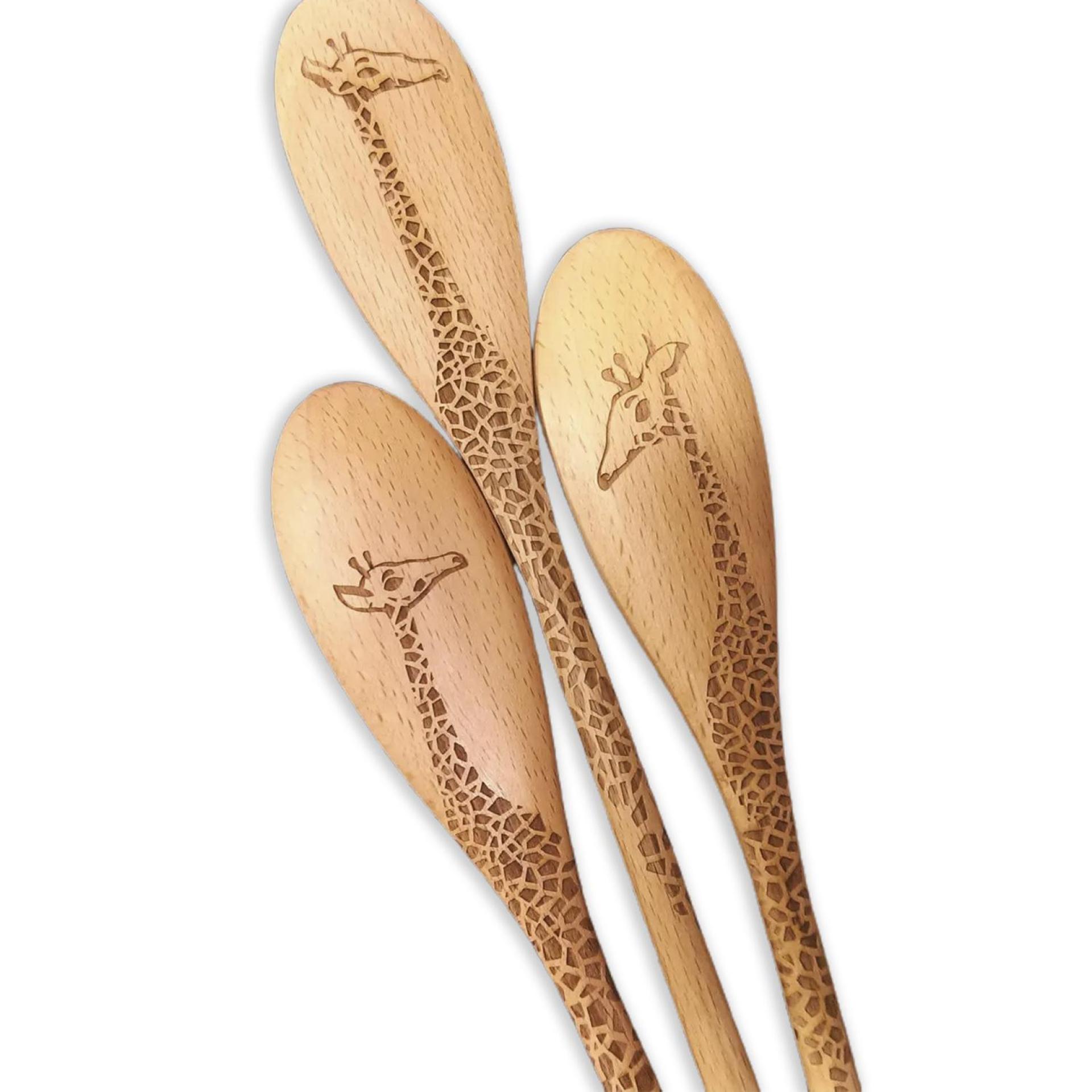 Engraved Wooden Spoons, Giraffes Spoons, Giraffes - Engraved Wooden Spoons