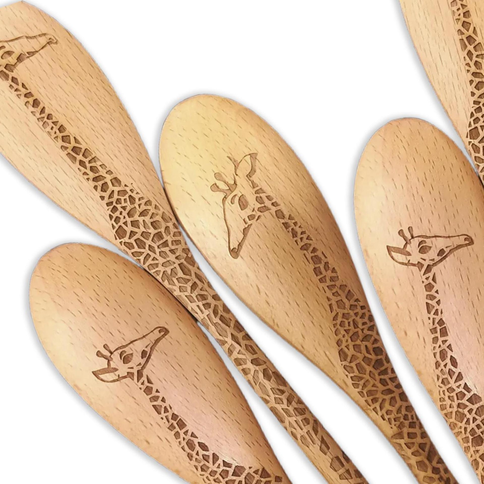 Engraved Wooden Spoons, Giraffes Spoons, Giraffes - Engraved Wooden Spoons