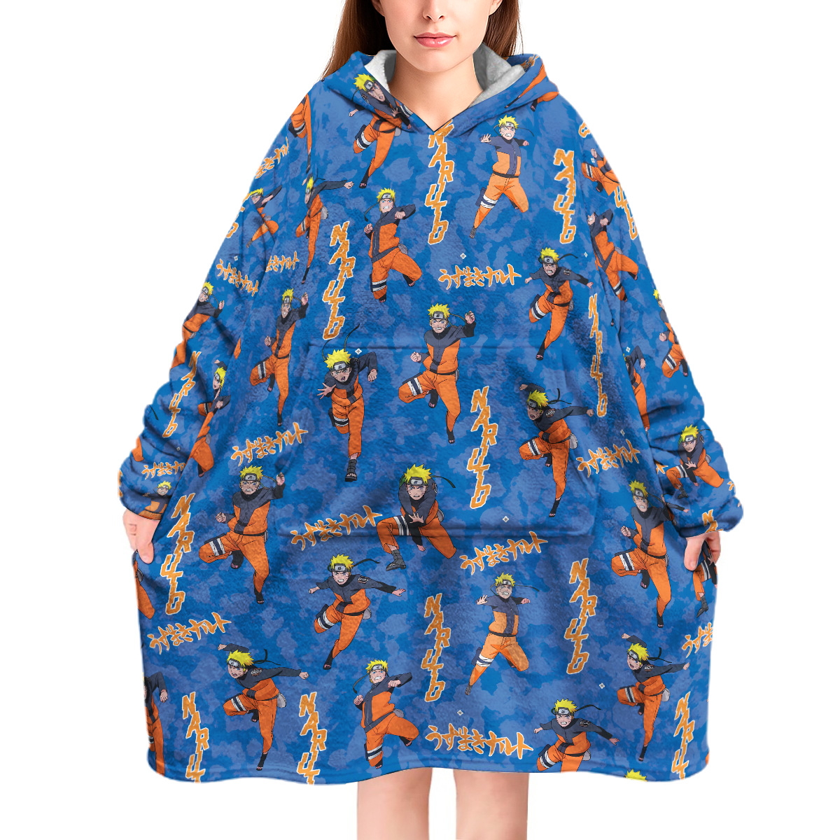 Official Naruto Oversized Hoodie Blanket For Kids & Teens - Sherpa Lined, Fleece Wearable Blanket