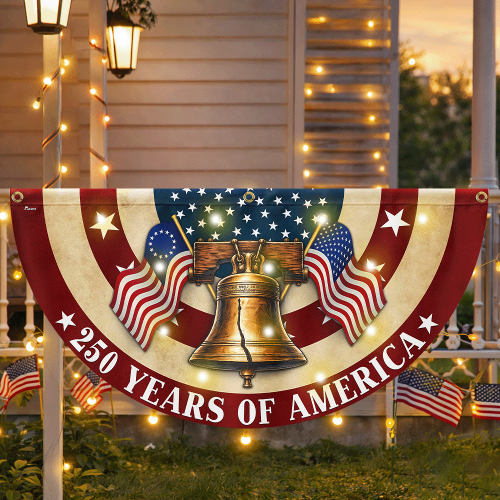 250 Years of America Flag, Patriotic Liberty Betsy Ross Vintage Solar Led Fan Flag