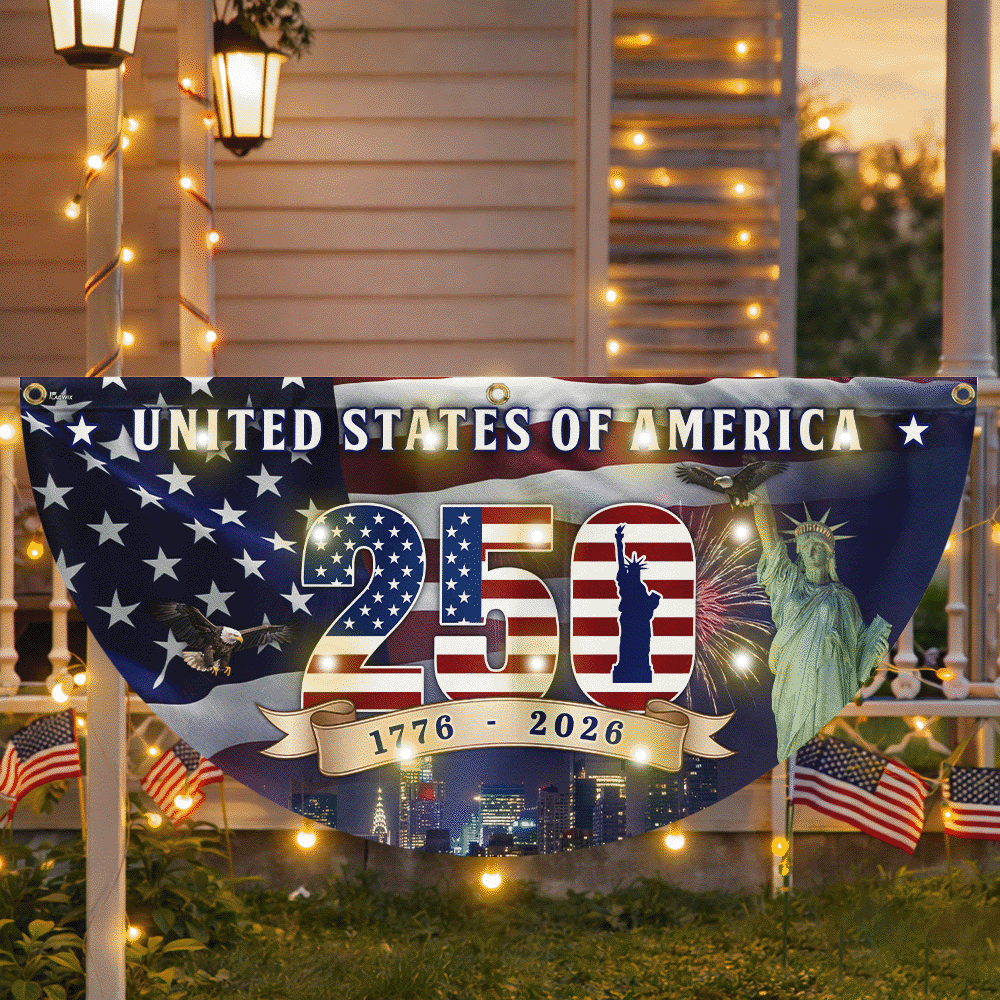 250th Anniversary Flag, 1776 2026 United States of America Solar Led Fan Flag