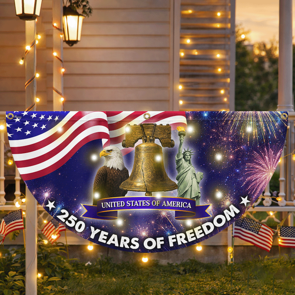 250 Years of Freedom 4th of July Patriotic Liberty Solar Led Fan Flag