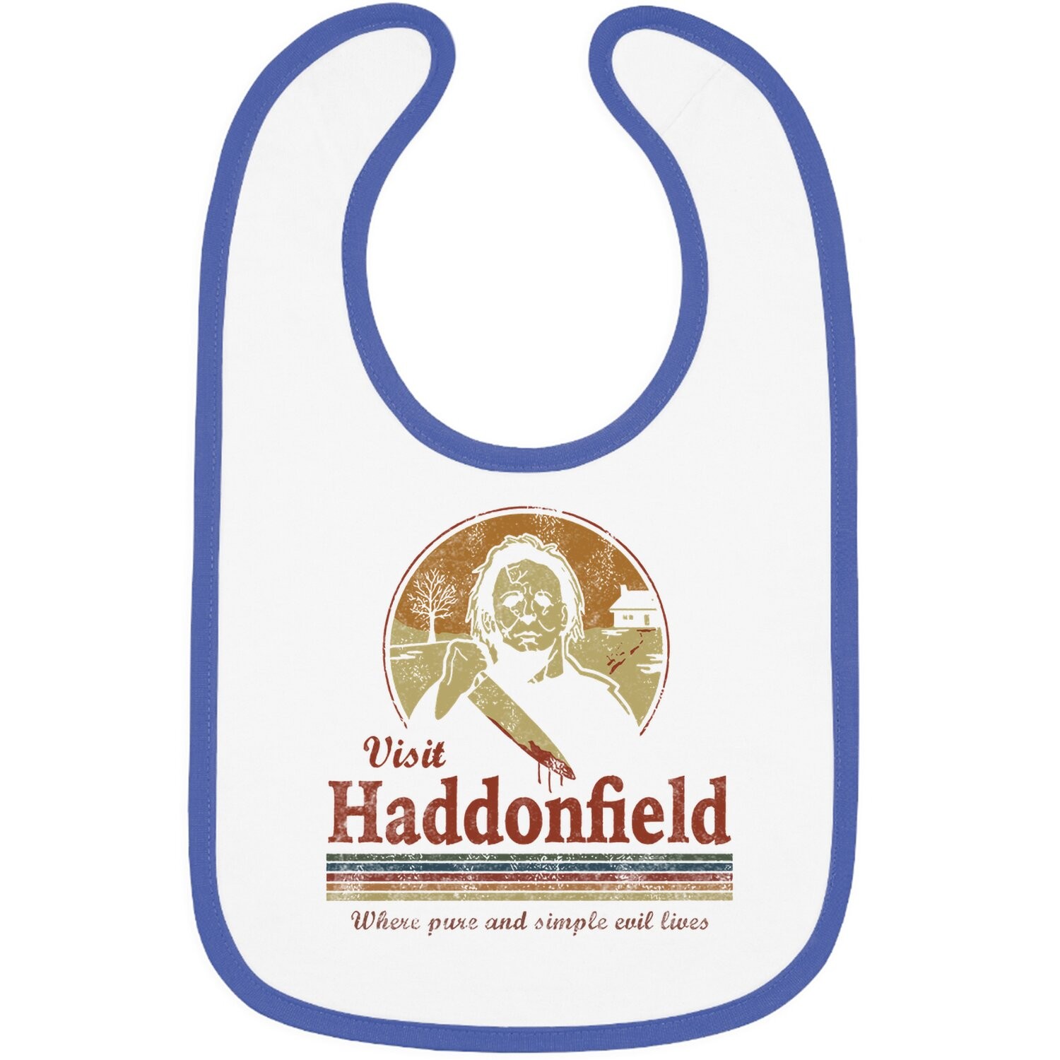 Visit Haddonfield New Halloween Michael Myers Vintage Classic Baby Bib