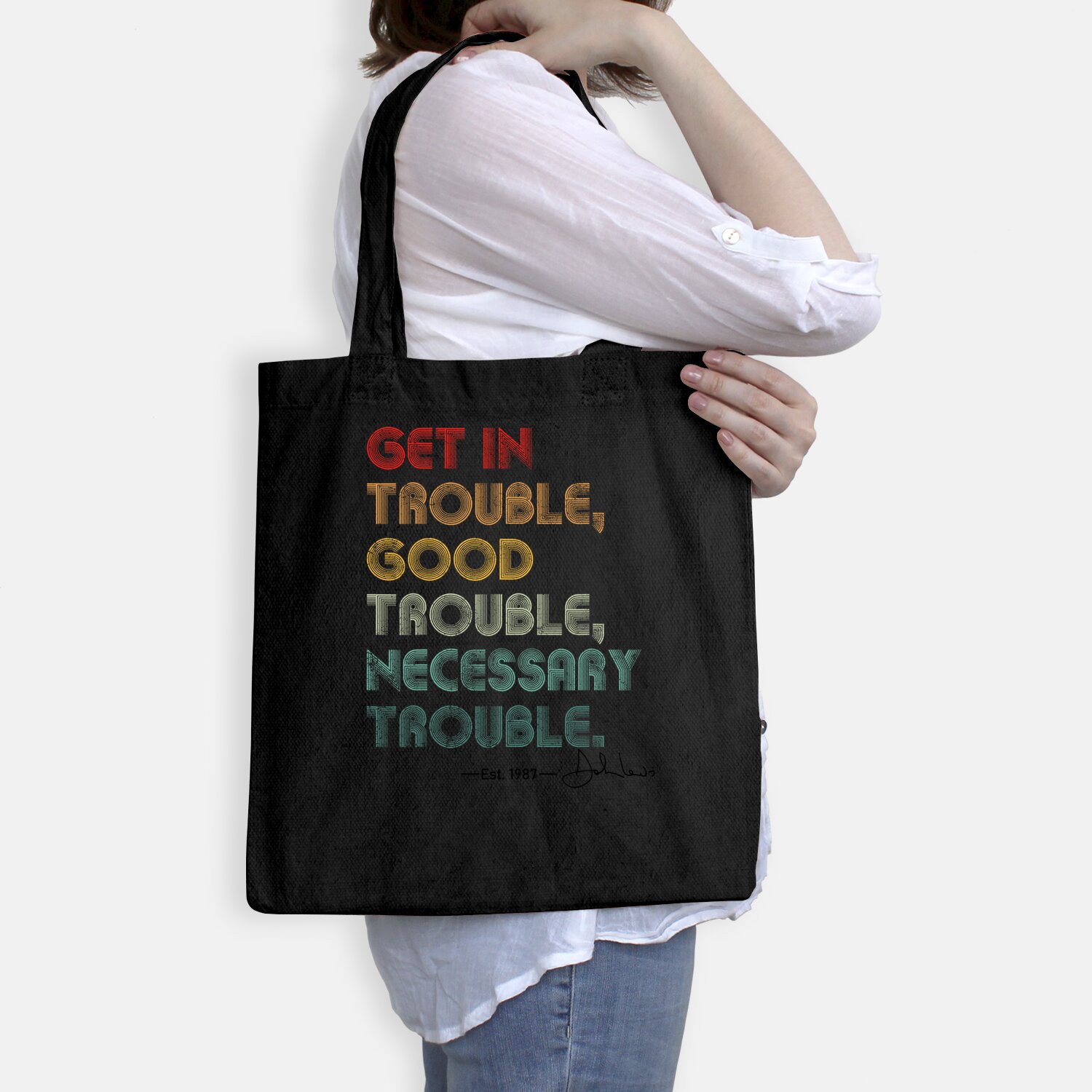 John Lewis Tee Get in Good Necessary Trouble Social Justice Tote Bag