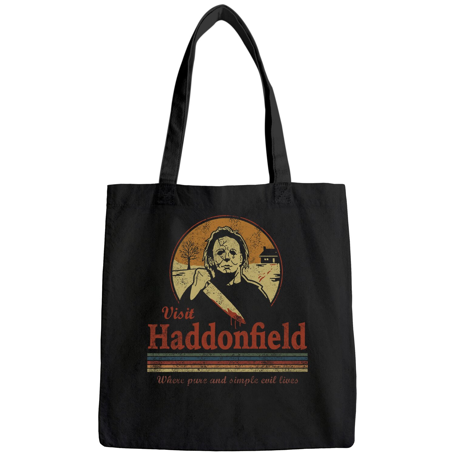 Visit Haddonfield New Halloween Michael Myers Mens Vintage Classic Tote Bag