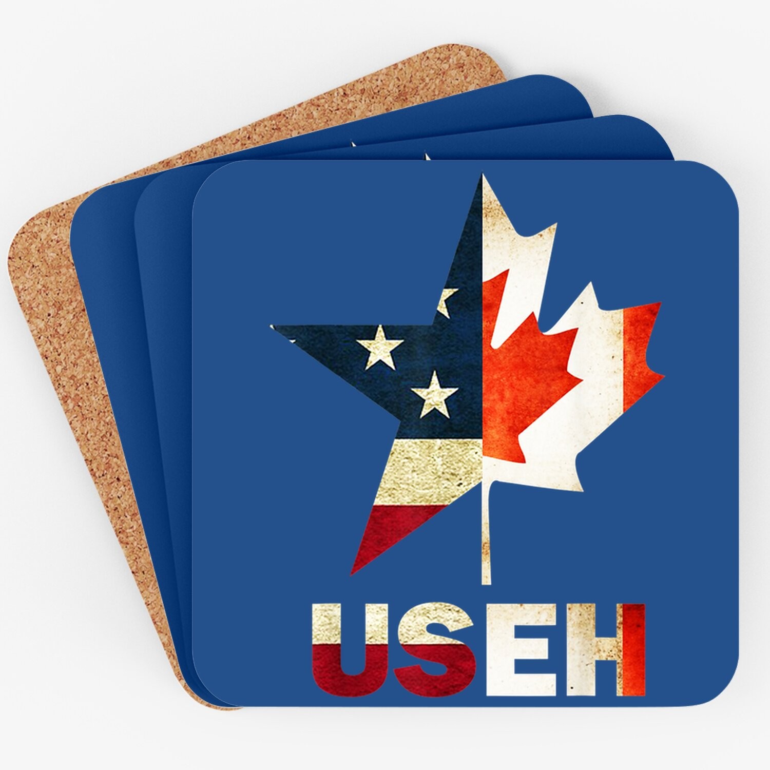 Useh Leaf Canadian American Flag Coaster Canada Usa Flag Gift Coaster